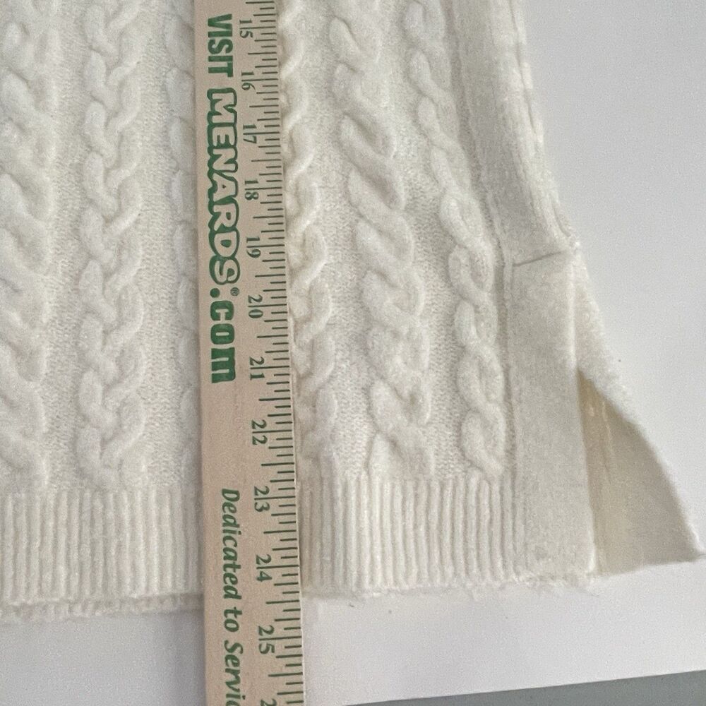 Talbots Cable Knit Sweater Size MP Cream Chunky Fisherman Turtleneck - Picture 13 of 14